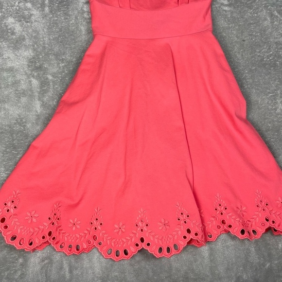 Kate Spade Dress Sz XXS Ponte Bateau Neckline Eyelet Feminine Fit and Flare Mini - Picture 6 of 12